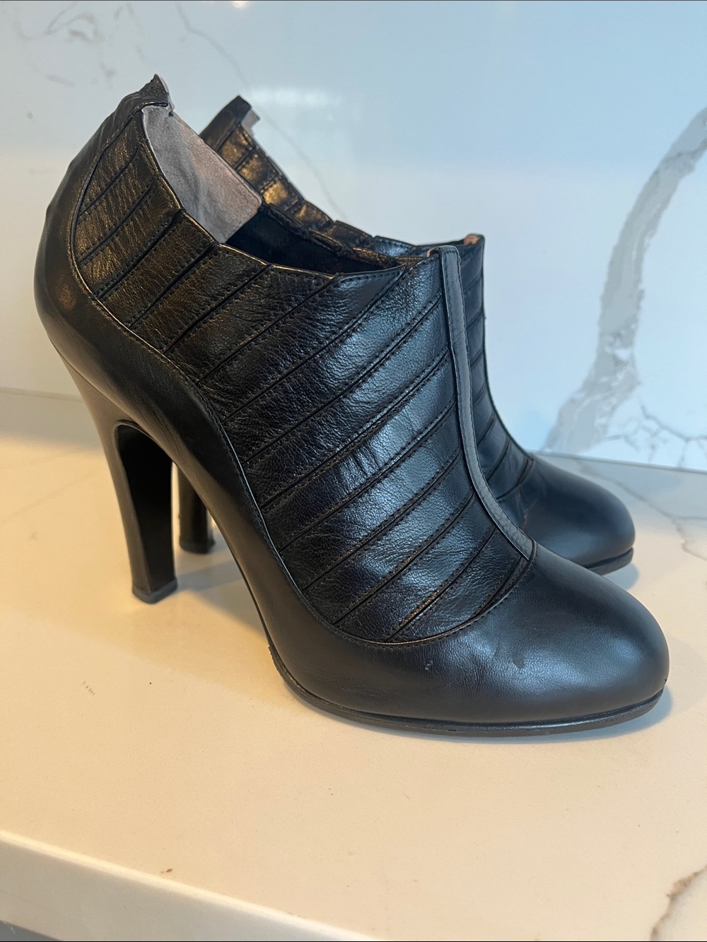 CHANEL Black Quilted Leather Heeled Ankle Booties
